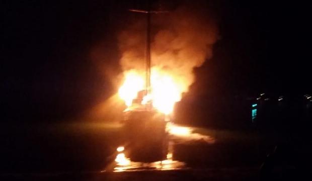 Muğla'da tekne yangını