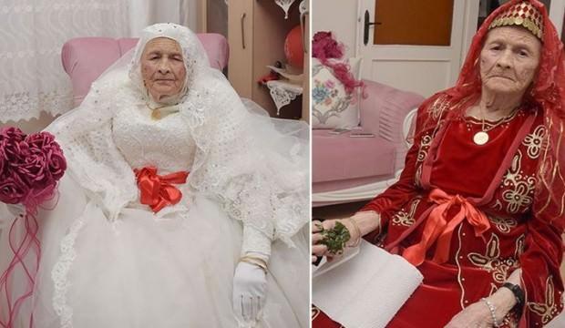 89 yaşında kına yaktı, gelinlik giydi