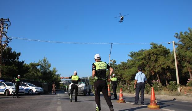 Kural ihlali yapan sürücüler helikopterle denetlendi