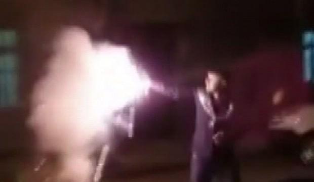 Asker eğlencesinde havai fişek patladı