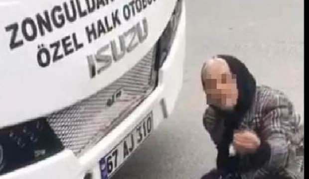 Halk otobüsüne alınmayınca önüne atladı