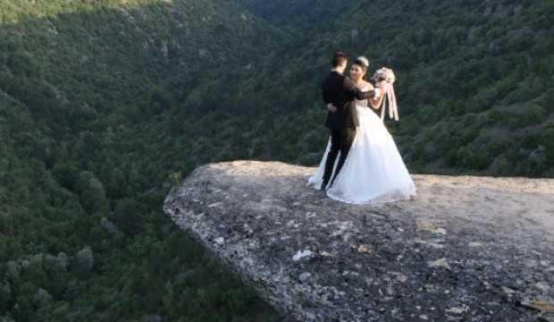 100 metre yükseklikte düğün fotoğrafı