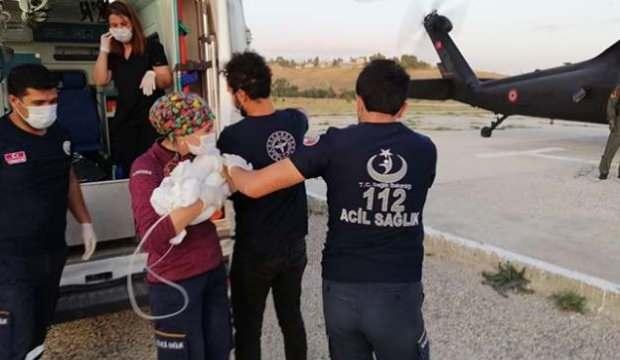 Solunum sıkıntısı çeken bebek jandarma helikopteriyle hastaneye yetiştirildi
