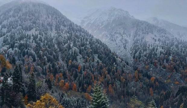 Rize'nin yüksek kesimlerinde kar yağışı etkili oluyor