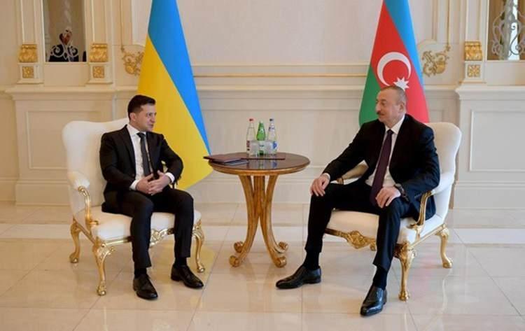 Ukrayna Devlet Başkanı Vladimir Zelenskiy ve Azerbaycan Cumhurbaşkanı İlham Aliyev