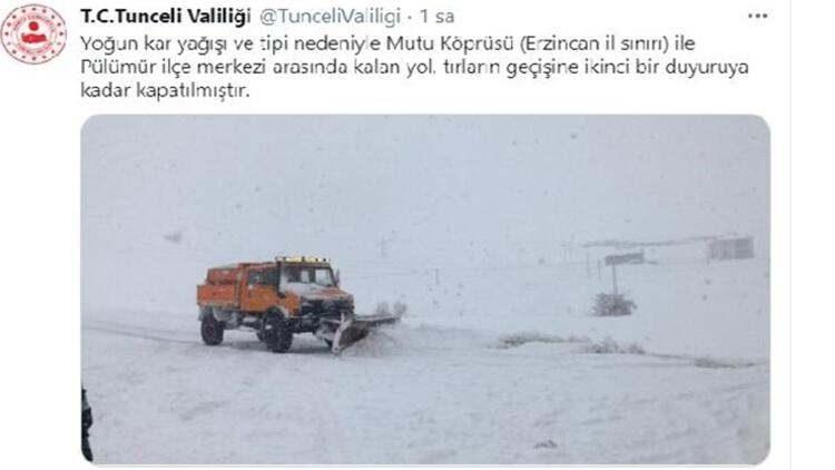 Tunceli- Erzincan yolunda TIR geçişine kar manisi