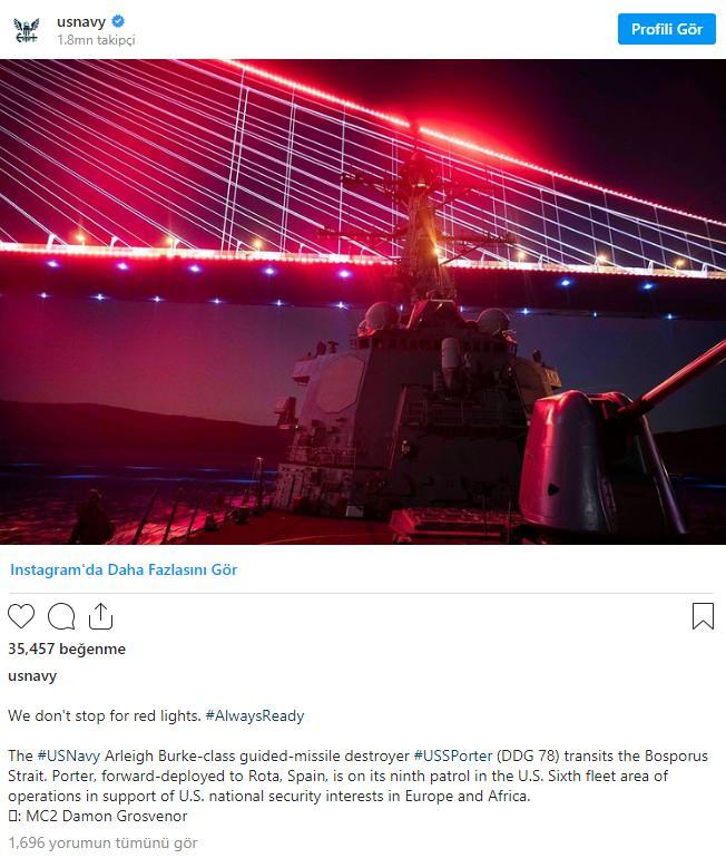 ABD savaş gemisinden İstanbul Boğazı paylaşımı! Dikkat çeken mesaj - DÜNYA Haberleri