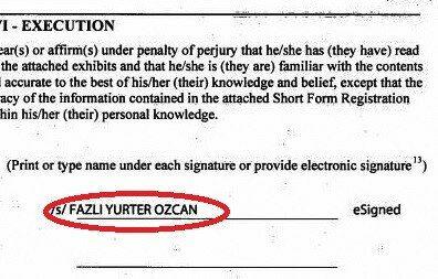 FARA’ya sunulan belgelerde Özcan’ın e-imzası yer alıyor.