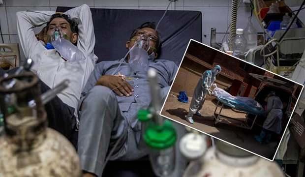 Bir yatakta iki hasta! Hindistan'da günlük vaka rekoru: 217 bin 353