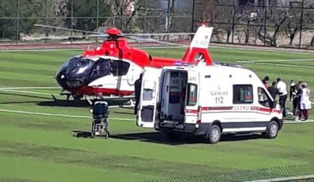 Kalp krizi geçiren hasta helikopterle hastaneye taşındı