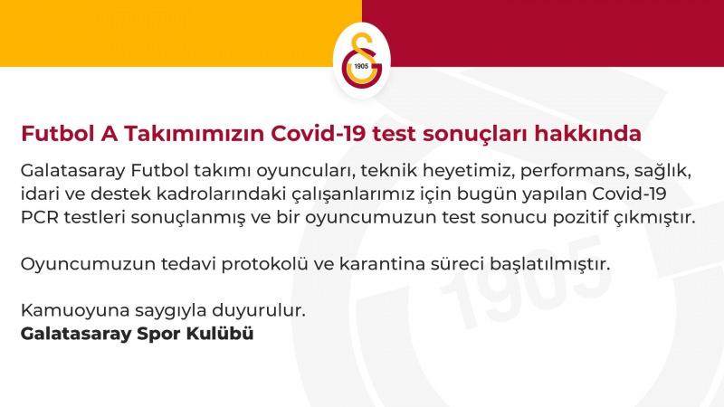 Galatasaray'da bir koronavirüs vakası!