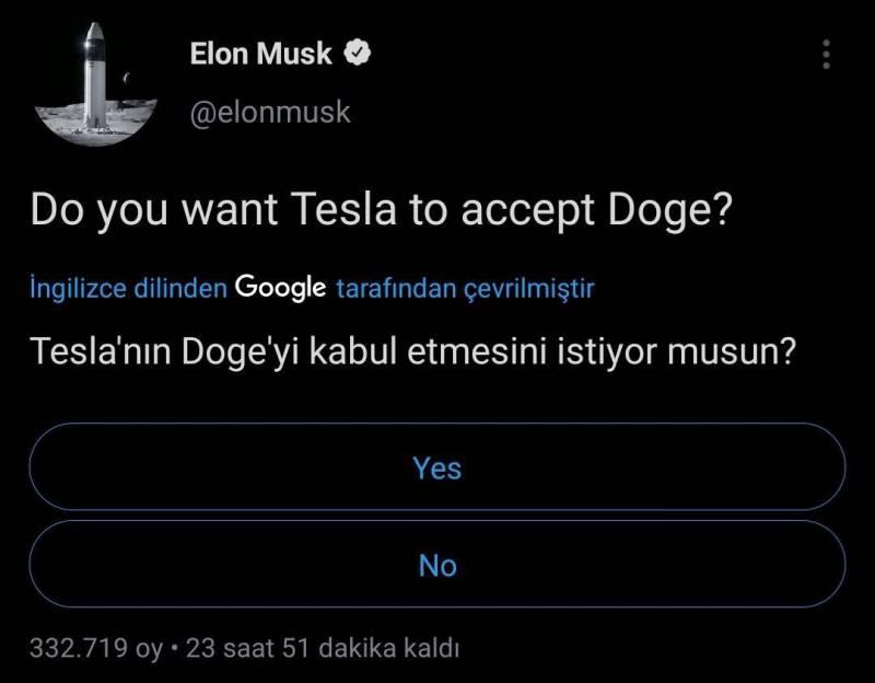 Elon Musk'ın Dogecoin paylaşımı