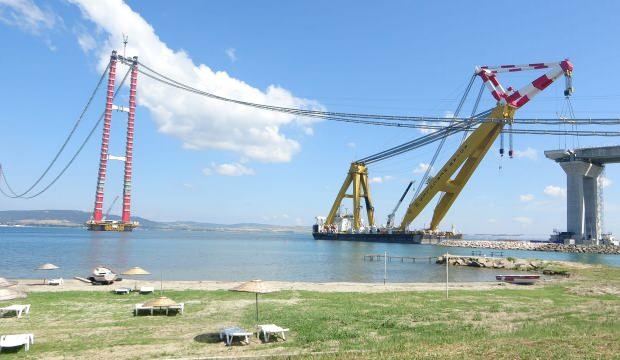 1915 Çanakkale Köprüsü'nde ilk tabliye bloğun montajı yapıldı