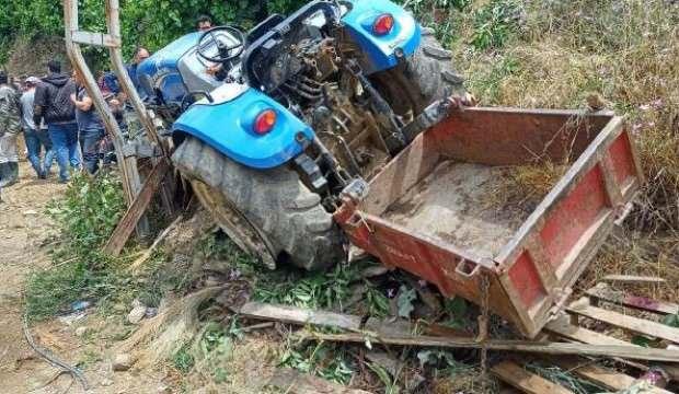 Şarampole devrilen traktörün sürücüsü öldü