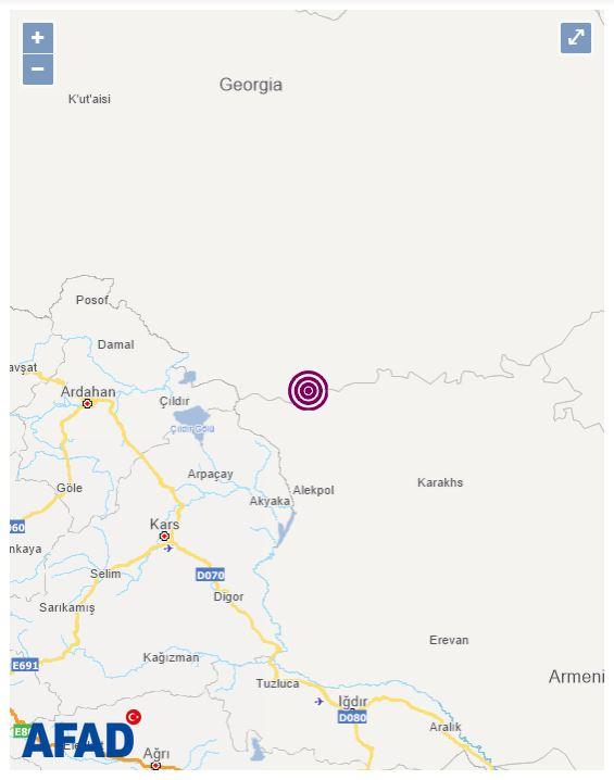 Gürcistan'ın batısındaki Ninotsminda kentinde 4,6 büyüklüğünde deprem meydana geldi.