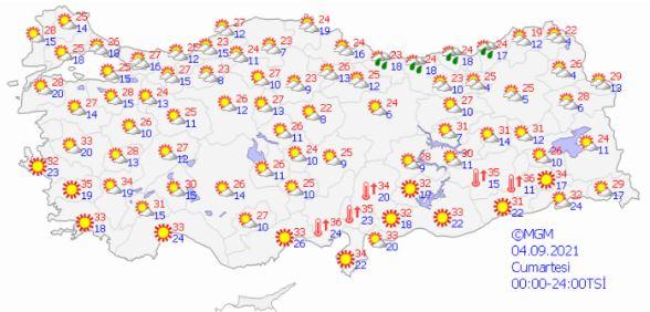 Türkiye geneli hava durumu haritası (MGM)