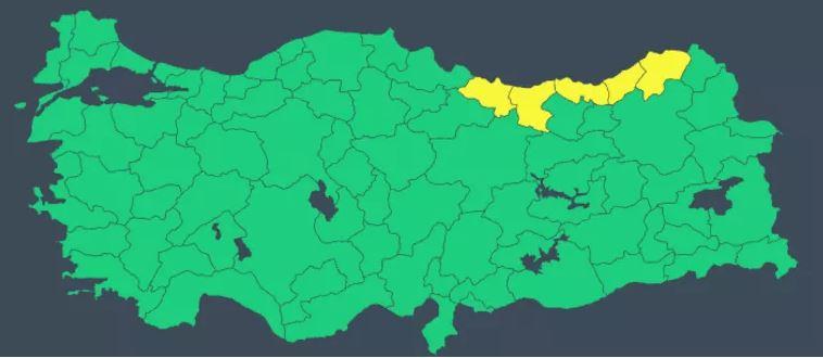 Meteoroloji Doğu Karadeniz'deki 5 il için sarı uyarıda bulundu.