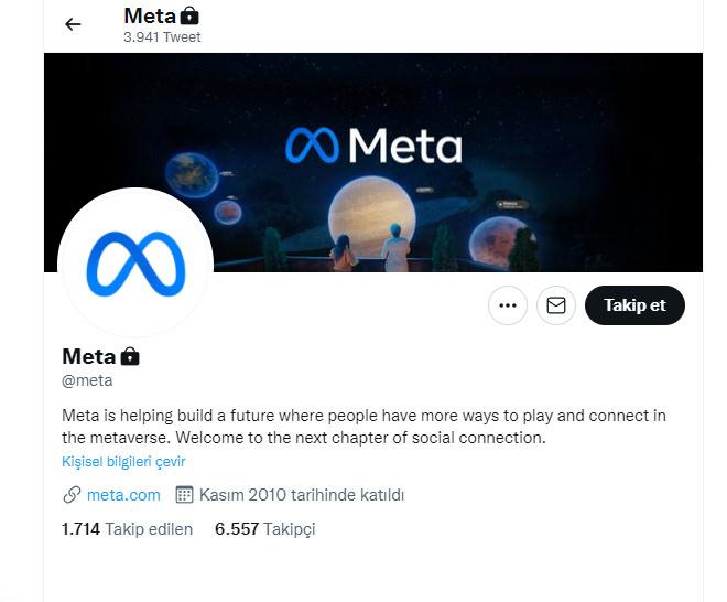 Meta ismiyle de Twitter'da yeni bir hesap açıldı.