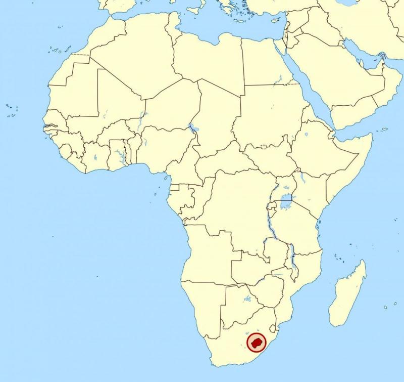 Lesotho'nun bulunduğu konum