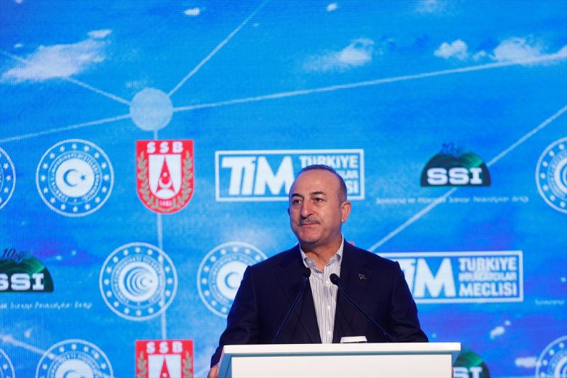 Çavuşoğlu'nun, Antalya'daki konferansta yaptığı açılış konuşmasından bir kare.