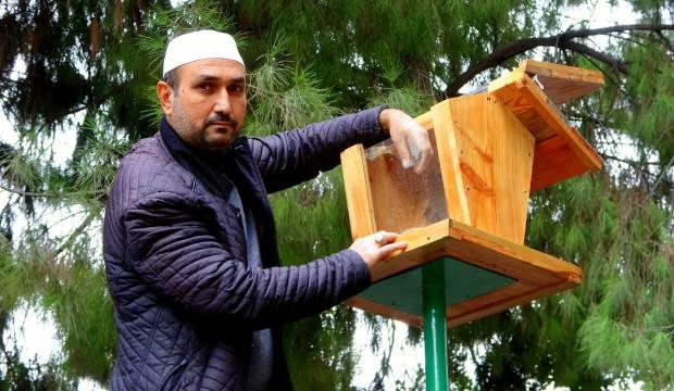 Hayvansever imam örnek oldu! Caminin bahçesine kuşlara özel yaptırdı