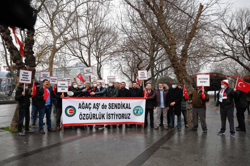 İBB önünde Ağaç A.Ş. çalışanlarından protesto