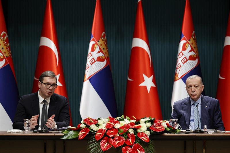 Sırbistan Cumhurbaşkanı Aleksandar Vucic ve Başkan Erdoğan.