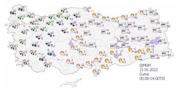 21 Ocak Cuma Türkiye geneli hava durumu (Kar ve yağmur)