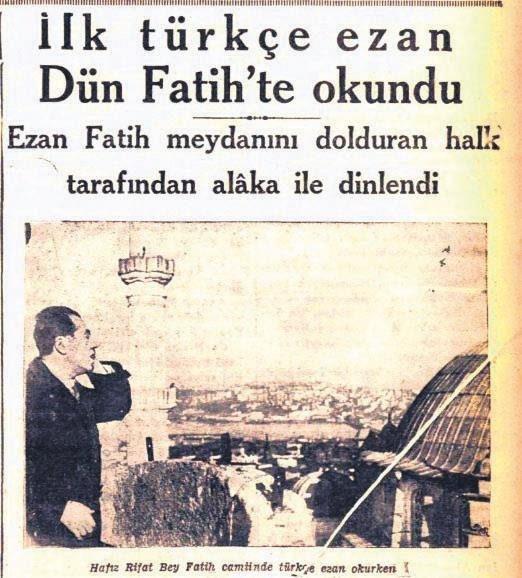 Fatih Camisi'nde Türkçe ezan.
