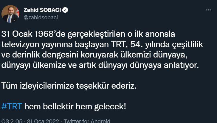 TRT Genel Müdürü Mehmet Zahid Sobacı