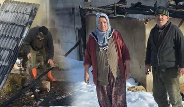 Afyonkarahisar’da yangında evlerini kaybeden yaşlı çift Bakan Kurum’dan yardım bekliyor