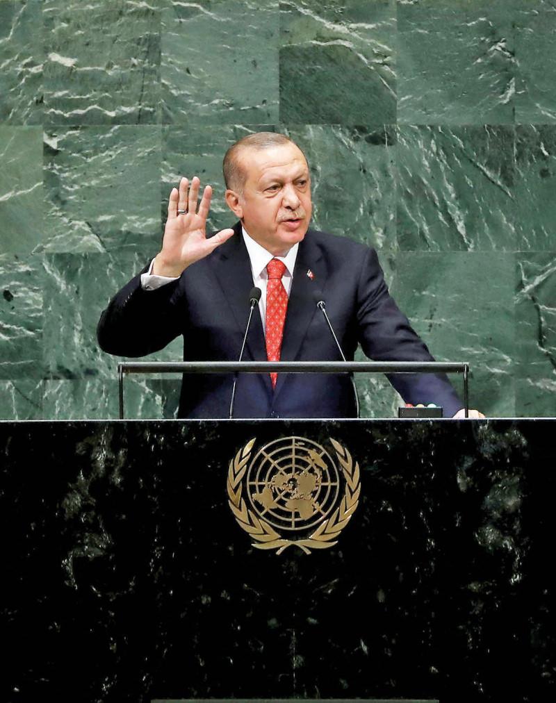 Cumhurbaşkanı Recep Tayyip Erdoğan, BM Güvenlik Kurulu'nda konuşma yaparken.