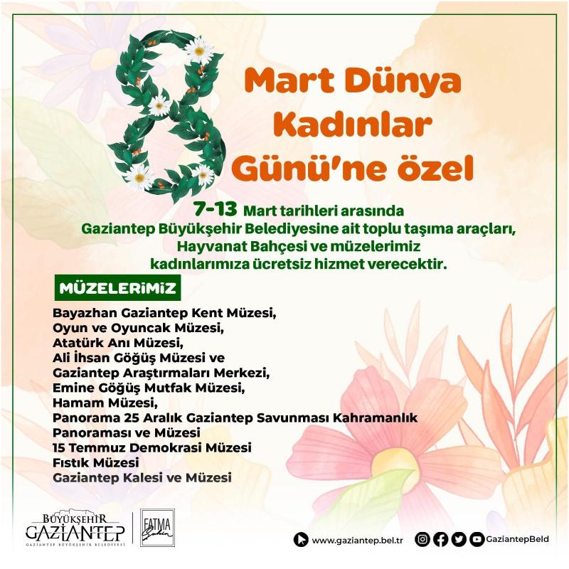 Gaziantep Büyükşehir’den 8 Mart için kadınlar için örnek karar! 
