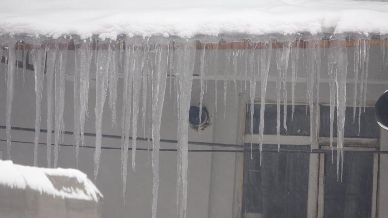 Ardahan’da çatılarda oluşan buz sarkıtları korkutuyor