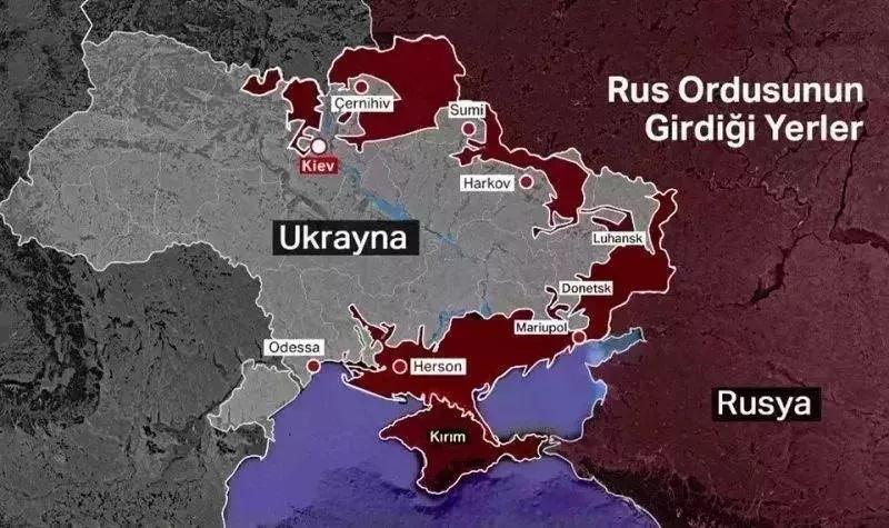 Rusya'nın şu ana kadar işgal ettiği alanlar