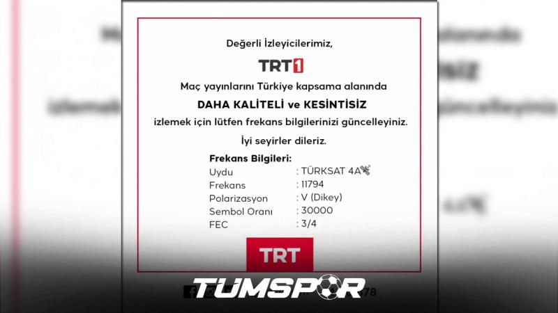 TRT 1 uydu ve frekans bilgileri