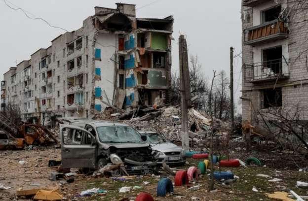 Borodyanka'da yıkımın görüntüleri