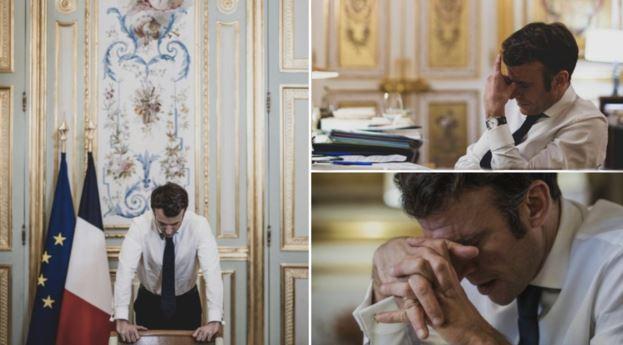 Macron'un Elysee Sarayı'nda çektirdiği fotoğraflar, alay konusu olmuştu