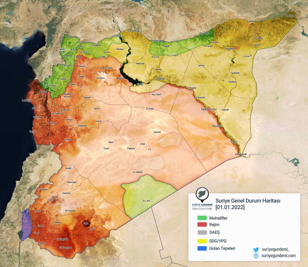 Suriye'deki mevcut durum (Harita: Suriye Gündemi)