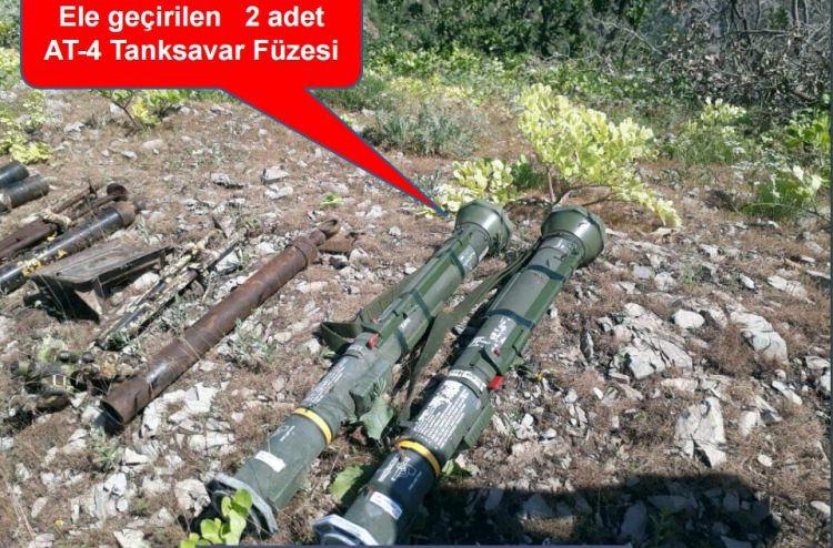 PKK'ya yapılan operasyonlarda ele geçirilen İsveç yapımı tanksavar füzelerinden sadece birkaçı
