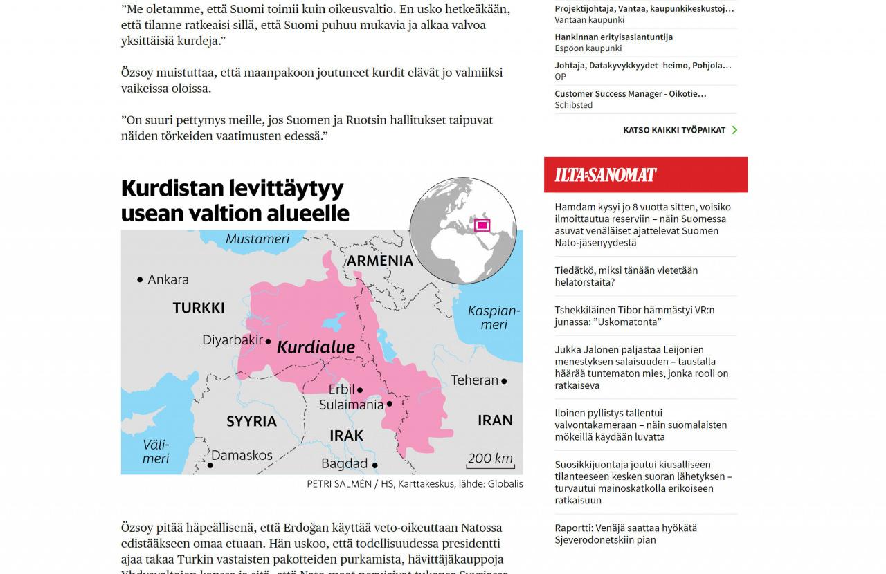 Sözde haritaya 'Kürdistan bir kaç devletin topraklarına yayılıyor' başlığı atıldı.