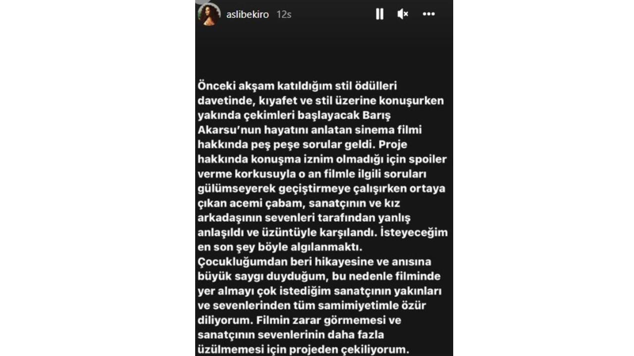 Aslı Bekiroğlu'nun sosyal medya hesabı üzerinden yaptığı açıklama