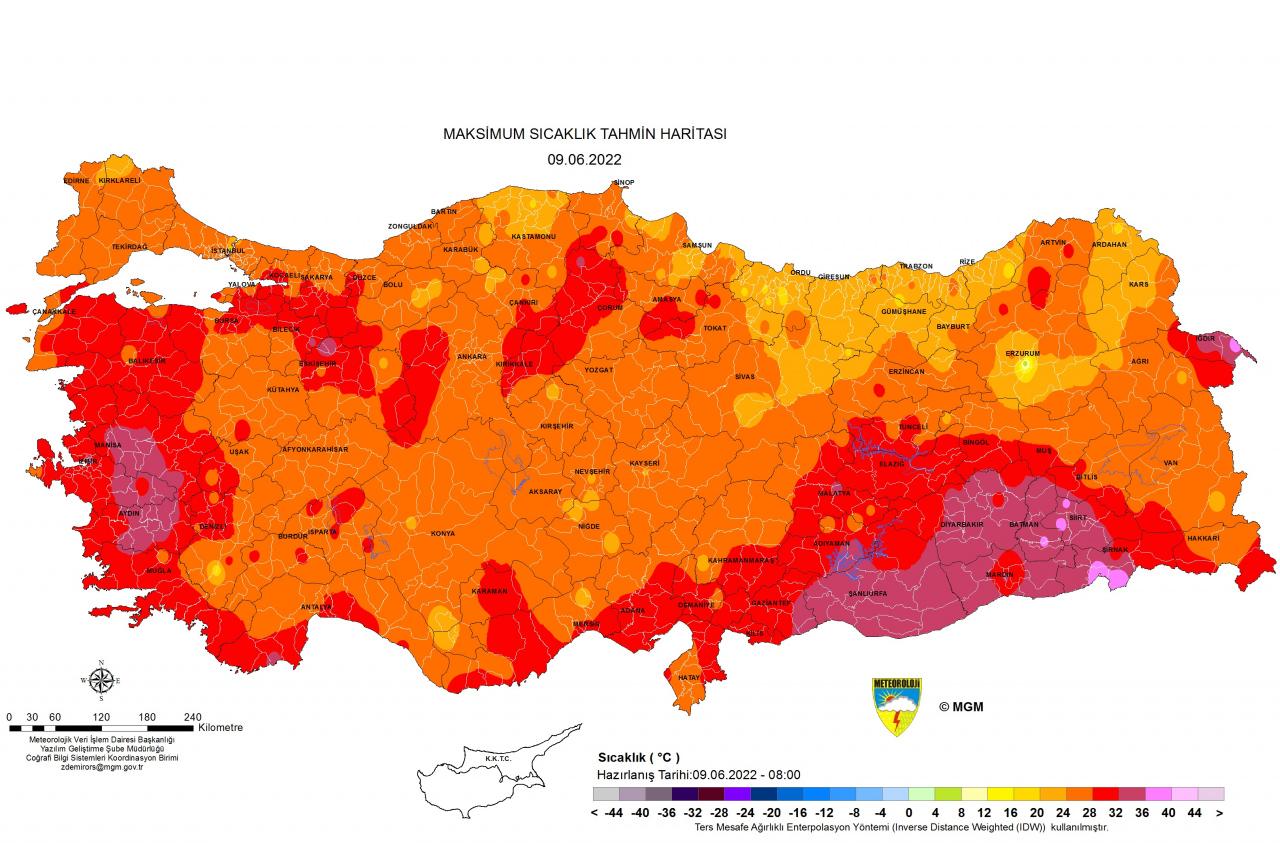 MAKSİMUM HAVA SICAKLIK HARİTASI