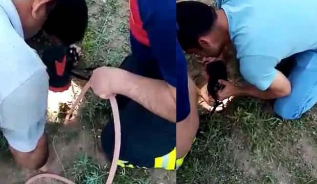 Yozgat’ta kuyuya düşen civciv kurtarıldı 