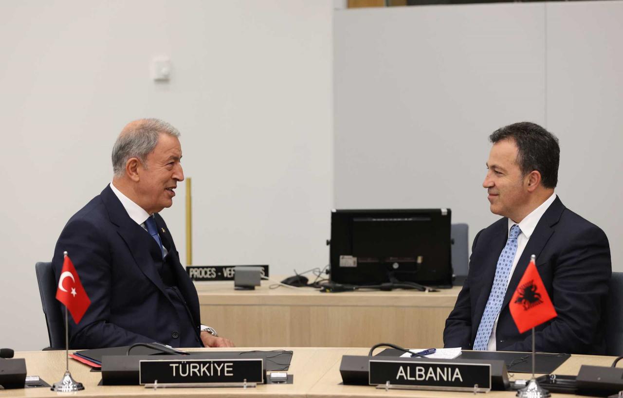 Arnavutluk Savunma Bakanı Niko Peleshi ve Hulusi Akar