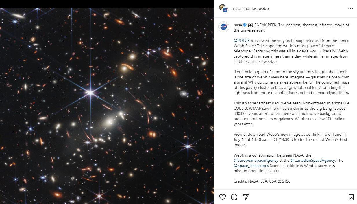 James Webb Uzay Teleskobu ile elde edilen evrenin en derin görüntüsü
