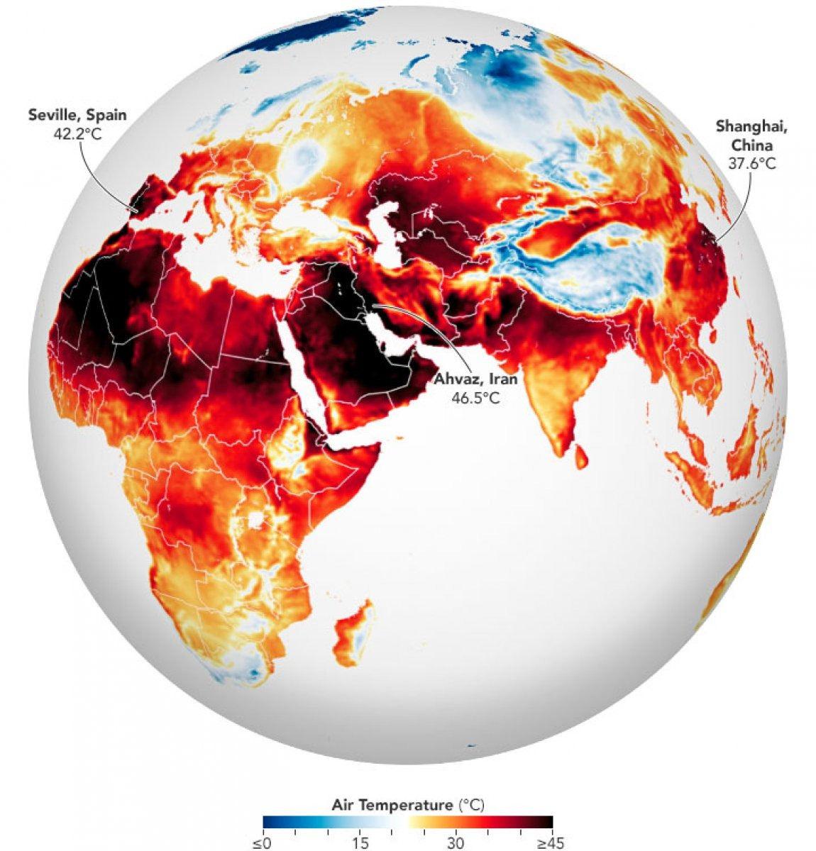 NASA tarafından yayınlanan dünya ısı haritası