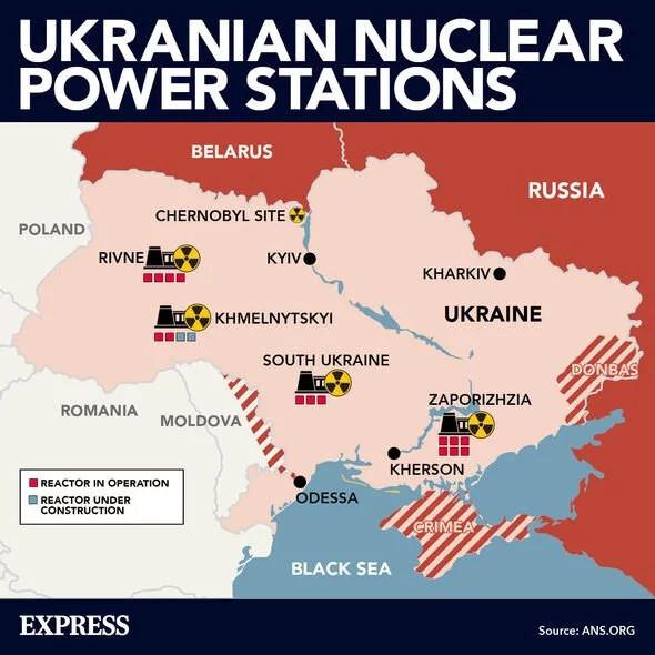 Ukrayna'daki nükleer santraller ve aktif reaktör sayıları