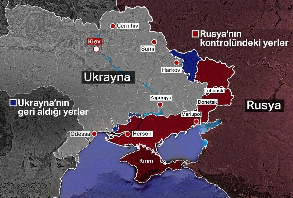 Rusya Ukrayna savaşında haritanın güncel durumu (Harita: NTV)
