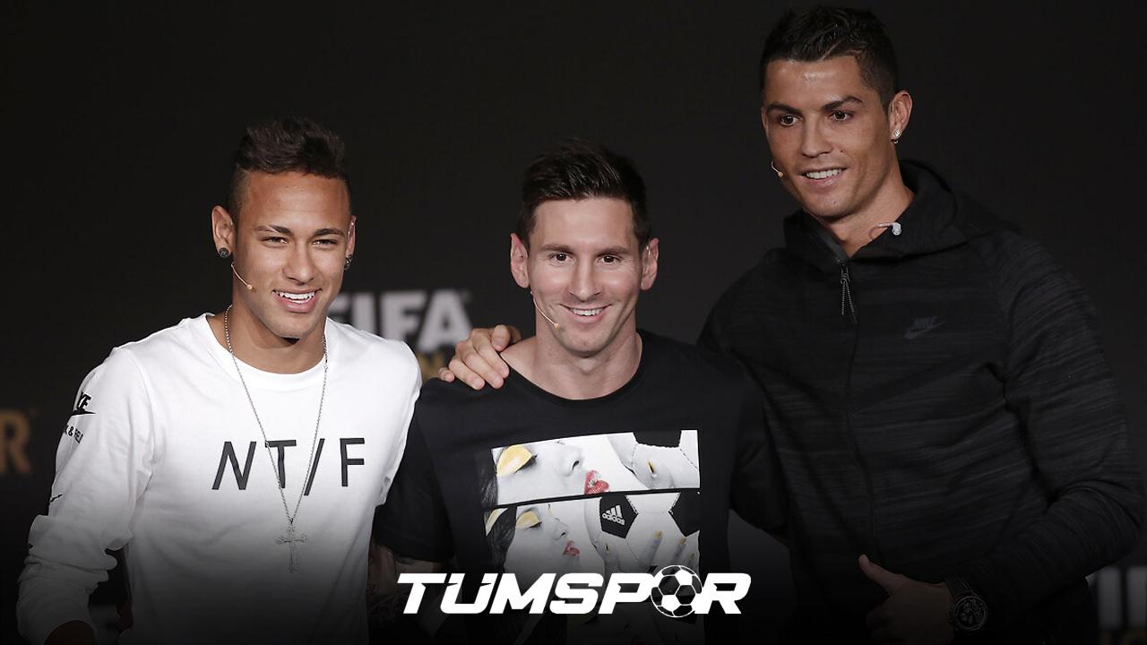 Neymar (Soldaki), Messi (Ortadaki), Ronaldo (Sağdaki)
